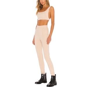 SUPERDOWN Set Women XS Nude Crop Top Loungewear Cottage  Athletic Everyday EUC